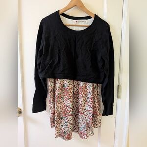 Floral Black Layered Maternity Nursing Tunic - Medium - NWOT